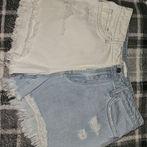 Stylish Two-Tone Jean Shorts